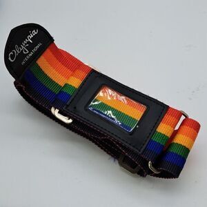 Vintage Olympia Luggage Suitcase Travel Strap Metal Buckle Rainbow Gay Pride